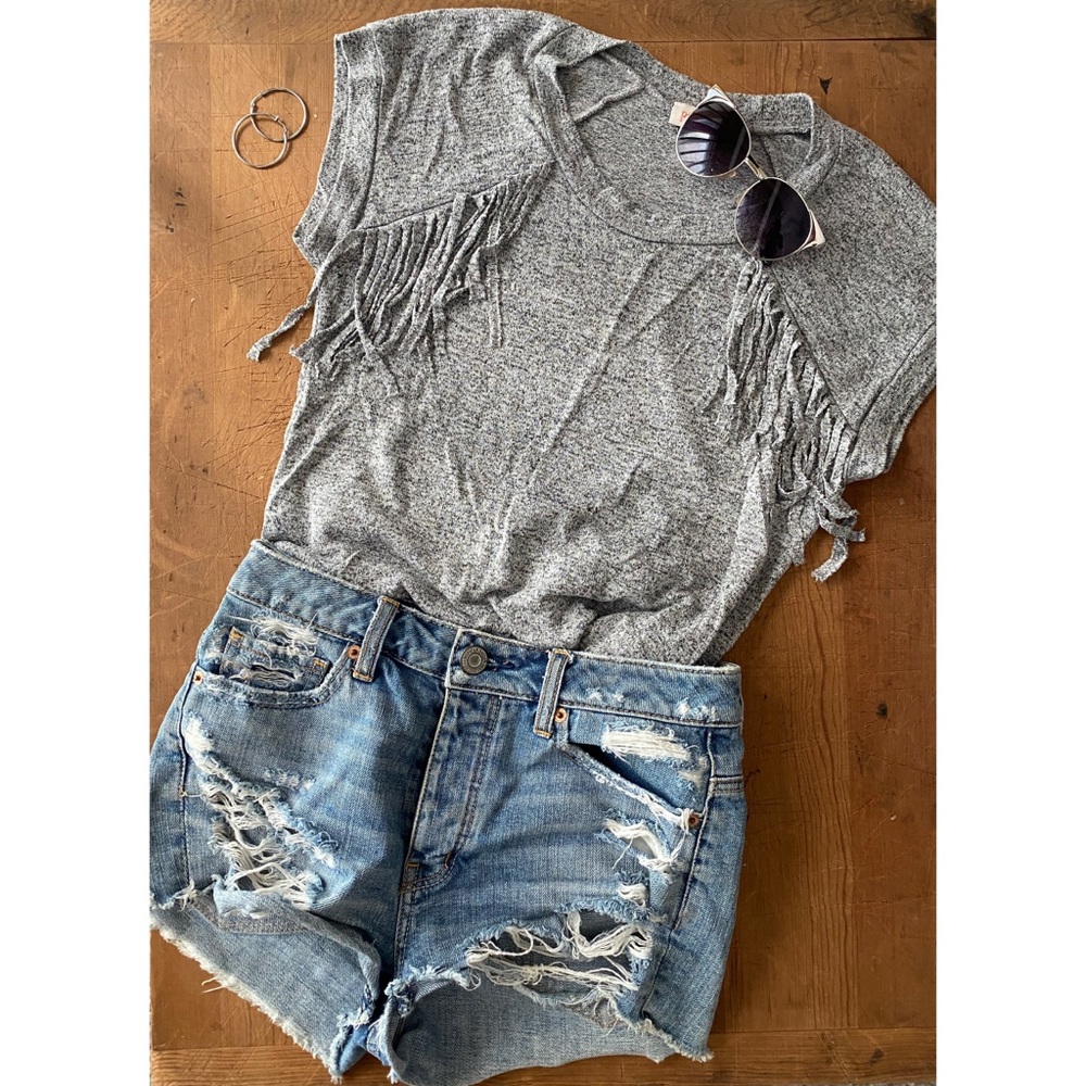 Grey Woven Boho Tee Stitch Fix Pixley SM
